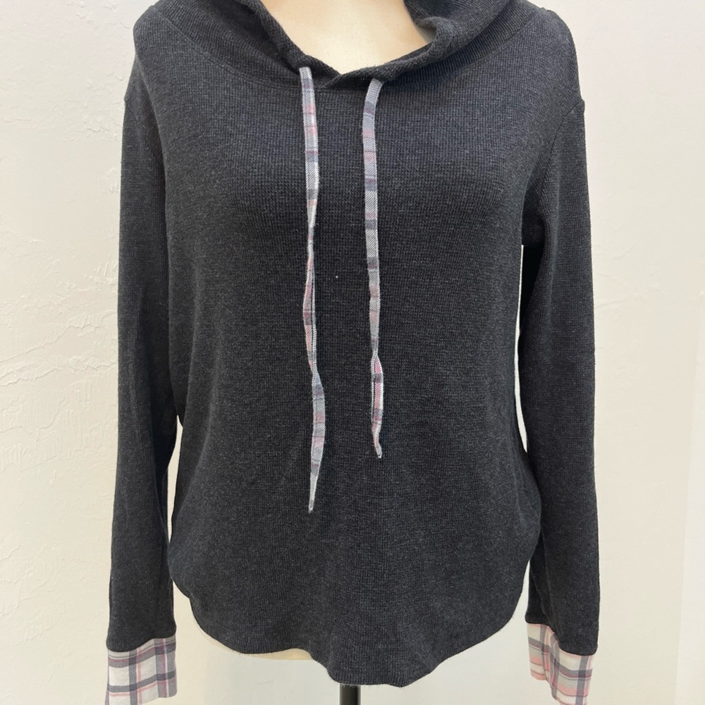 Victoria's Secret Dark‎ Gray Hoodie with Plaid Details